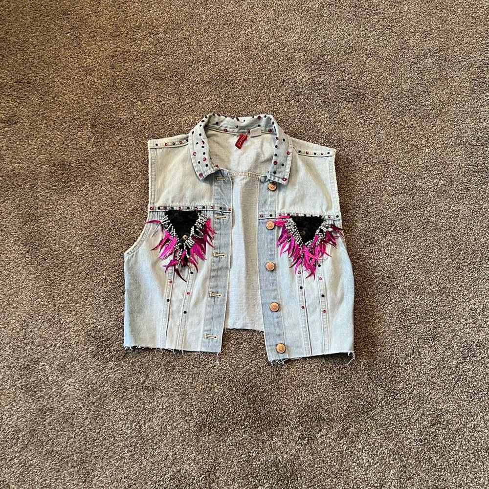 Denim Rhinestoned Vest